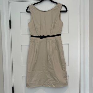 Elegant Kate Spade Cream Sleeveless Dress with Black Belt